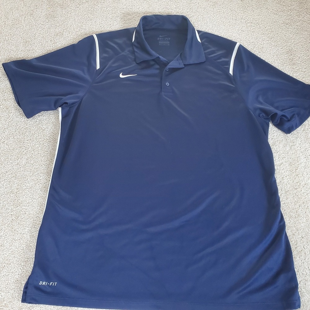 Nike Men's Polo Shirt Size XL Blue Dri-Fit White Accent - Picture 12 of 14